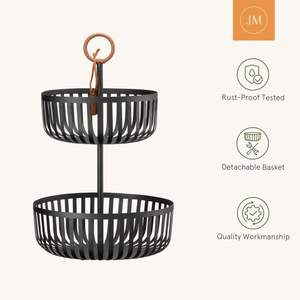 2-Tier Metal Wire Countertop Organizer Stand <b>Bread</b> Holder Convenient Fruit Vegetable <b>Basket</b> for Parties Perfect Storage Solution - Product Image 3