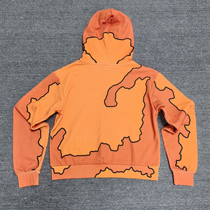 เสื้อมีฮู้ดผ้าคอตตอนแบบซิปโอเวอร์ไซส์สำหรับผู้ชายเสื้อแนวสตรีทแวร์ผ้าคอตตอนพิมพ์ลายบล็อกสีทั่วทุก100% - Product Image 2