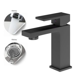 Miscelatore lavabo a leva singola serie città 25 mm cartuccia e 1.1/4 rubinetti neri opachi per bagno e doccia - Product Image 3