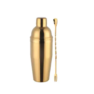 सबसे अधिक बिकने वाली लंबी टिकाऊ पट्टी का उपयोग शेकर कॉकटेल सोने की प्लेटेड बार्टेंडर टूल किट कॉकटेल शेकर आपूर्ति