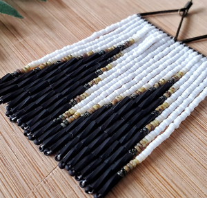 Pendientes de flecos de cuentas de semillas, pendientes de borla de flecos de la colección Tranquility-Dorado-Largo - Product Image 1