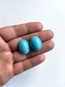 Cabochons turquoise d'Arizona de 49,70 carats, paire de 2 pièces, pierres précieuses naturelles pour la fabrication de bijoux fins - Product Image 6
