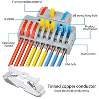 Paket Asortimen Konektor Kabel Sambung Kompak 3in 9out, Kit Tuas Penghubung Cepat untuk Otomotif, Paduan Aluminium, Lapisan Pernis Mengkilap, 450V
