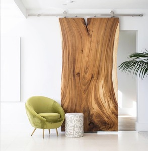 Modern <b>Extendable</b> Live Edge Slab Acacia Solid Walnut <b>Wood</b> <b>Dining</b> <b>Table</b> for Living Room Hotel & Bedroom Furniture - Product Image 1