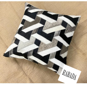 Handmade Collection COWHIDE Pillow <b>Cover</b> Fur Grey <b>Black</b> <b>and</b> <b>White</b> Navajo Design Patchwork <b>Cushion</b>-FREE Shipping - Product Image 5