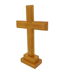 Customized Tabletop Rubber Wood Jesus Cross for Christian Church Altar Home Prayer Mantel Display Free Standing Cross