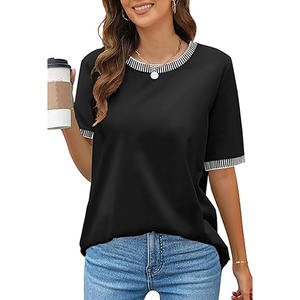 T-Shirt surdimensionné léger 100% coton pour femmes de haute qualité poids lourd 180gsm imprimé brodé T-shirt uni été ample - Product Image 1