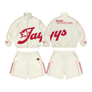 ชุดเซ็ตแจ็คเก็ตและกางเกงขาสั้นแบบสตรีทแวร์ลายปะติดปะต่อ  ผ้าบาง  สองชิ้น  ซิปหน้า  ไนลอน โพลีเอสเตอร์  สำหรับผู้ชาย  กันลม - Product Image 2