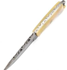 Vente en gros Couteau de camping et de chasse en acier damas haute qualité OEM ODM manche en os de chameau étui en cuir - Product Image 2