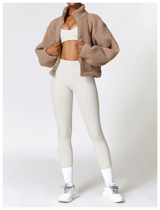 Vestes en polaire Sherpa d'hiver personnalisées pour femmes Manteau extérieur en coton à fermeture éclair Imprimé à la mode Sherpa à fermeture éclair personnalisé - Product Image 5