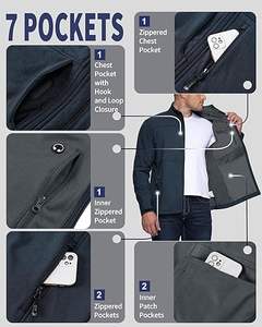 Chaqueta softshell para hombre, ligera, cálida, transpirable, impermeable, cortavientos y duradera, perfecta para senderismo, camping y trekking al aire libre. - Product Image 4