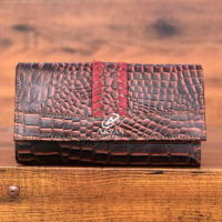 Dompet gaya kulit asli untuk wanita, dompet banyak tempat kartu kredit dompet kartu daur ulang genggam kulit untuk penggunaan Wanita