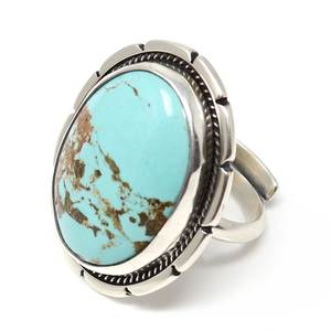 Adjustable <b>Ring</b> With Kingman Turquoise Setting by Navaho Artist Ryland Billie - Product Image 2