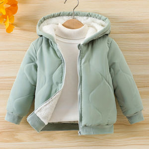 Manteau à capuche 2025 100% nylon, veste pour garçons de couleur unie de style décontracté avec poches pour l'automne et l'hiver - Product Image 1