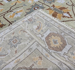 Alfombra de lujo hecha a mano con nudos beige y multicolor, diseño moderno de nudos para sala de estar, hotel, oficina, hogar comercial. - Product Image 4