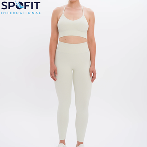 Hot Selling <b>Women's</b> Sexy Fitness Workout <b>Leggings</b> with Bra Breathable Quick Dry Solid Sports Yoga Sets Plus Size - Product Image 5