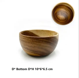 Bol à salade rond en bois d'acacia massif poli, léger, rustique, décoration d'intérieur, vente en gros - Product Image 2