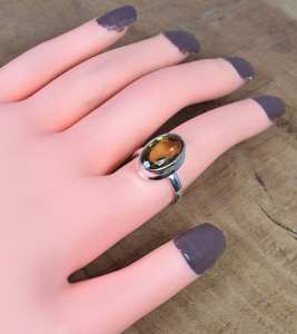 Bague fine en argent sterling 925 faite à la main Design classique unique avec pierre précieuse de quartz fumé naturel Vermeil d'éternité personnalisé - Product Image 4