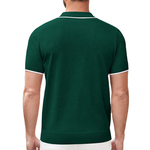 Hombres Casual Ligero Media Cremallera para Polos Alta Calidad Nuevo Diseño Patrón Sólido Tejido de Punto al por mayor - Product Image 2