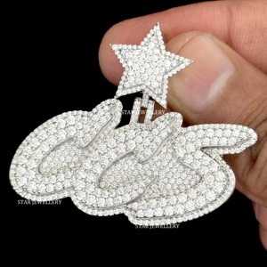 925 plata esterlina Iced Out VVS Moissanite colgante personalizado, Iced Out VVS Moissanite colgante Unisex VVS Moissanite letra colgante - Product Image 3