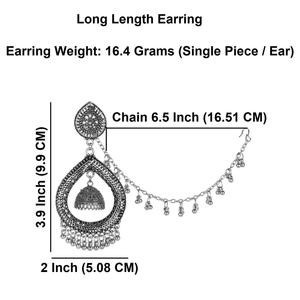 Efulgenz ชุดตุ้มหูเจ้าสาวแบบห้อยมีโซ่หูออกซิไดซ์ของอินเดีย - Product Image 4