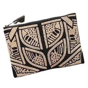 Perle de rocaille de haute qualité élégant Maru perlé broderie Mini sac à fermeture éclair avec gentillesse et touche de luxe de l'Inde - Product Image 1