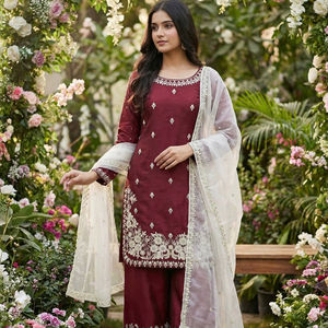 ZAIN EXPORTS Salwar Kameez Tradicional de Diseñador para Mujer, Elegantes Dupattas, Estilo Bollywood Indio Pakistaní, Micro Algodón Pesado - Product Image 1