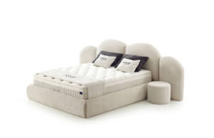 Ensemble de lit Zena avec rangement, tête de lit éclairée, couleur personnalisée, table de chevet, cadre en métal réglable, 150X200cm, design moderne - Product Image 5