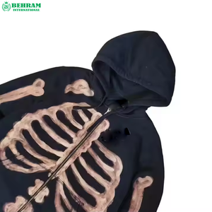 New Arrival Custom Made Zip Hoodies Solid Color Heavyweight Regular Fit Drop Shoulder Acid Wash Zipper Hoodie Unisex 100% Cotton - Product Image 2
