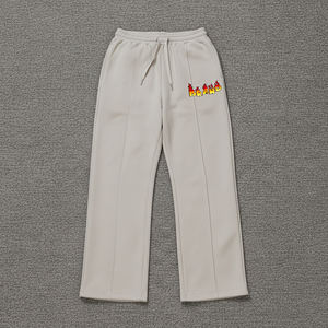 Pantalon de survêtement 100% coton molletonné léger et délavé avec logo personnalisé, tenue décontracté, pantalon pour hommes de couleur unie - Product Image 4