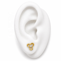 JJBRAVO Pendientes de Oro Sólido de 14k con Diseño Floral de Trébol Abierto y Circonitas Redondas para Mujer, Regalo para Bodas y Fiestas, Joyería Fina
