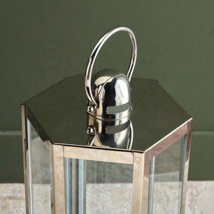 Decoraciones Modernas de Lujo para el Hogar, Portavelas de Metal Alto con Forma Hexagonal en Acero Inoxidable Brillante - Product Image 3