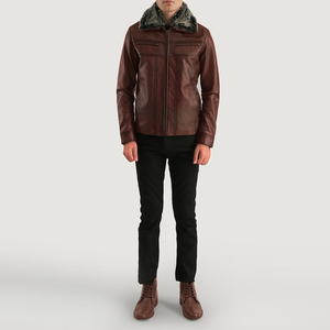Veste en cuir pour homme de haute qualité 2026, sur mesure, avec col montant et logo frontal, tissu en toile, écologique, fabriqué au Pakistan - Product Image 1