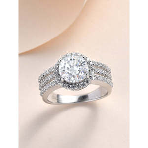 Anillo de banda de diamante solitario americano de 2 quilates, oro amarillo de 14 quilates, chapado en rodio, estilo geométrico romántico, anillos finos certificados IGI - Product Image 3