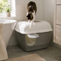 Bac à litière haut de gamme pour chat, grand format, fermé, anti-éclaboussures, en plastique, avec contrôle des odeurs pour chats d'intérieur, personnalisable OEM