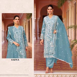 Mujeres paquistaníes Fancy Salwar Kameez Étnico Pesado Punjabi Costura Venta al por mayor Trajes de césped para fiestas - Product Image 1