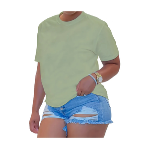 Camisetas de mujer con estampado de logotipo gráfico de gran tamaño de alta calidad Tallas grandes Ecológico Precio al por mayor Camisetas sueltas en blanco Verano - Product Image 6