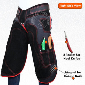Farrier Delantales Gamuza Cuero de vaca Chaps Múltiples bolsillos Imán para uñas Cintura fácil Jodhpur & Breeches Mash Padding - Product Image 3
