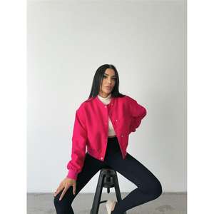 Chaqueta Bomber de Tela Fucsia Cyrus para Mujer - Product Image 4