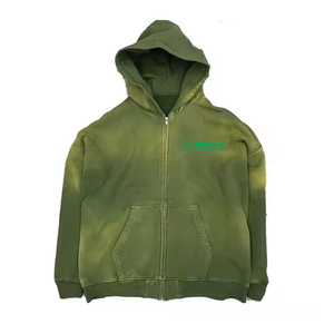 Sweat-shirts à capuche unisexes en molleton français respirant et à séchage rapide, personnalisés ODM de haute qualité, avec fermeture éclair, pour l'hiver, style streetwear, logo brodé - Product Image 6