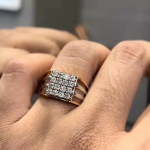 Último anillo de bodas VS1 Lab Grown Diamond para hombre, oro rosa de 14 quilates para compromisos o aniversarios, regalo perfecto para él - Product Image 1
