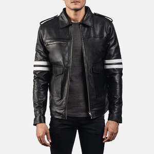 Chaqueta de piel de oveja Dragonhide Autumn XS 6XL negra, estilo streetwear, con cremallera, cuello alto, capucha, impermeable, con patrón de satén tejido. - Product Image 3