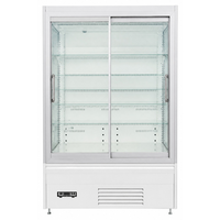 Réfrigérateur commercial vertical à portes coulissantes vitrées pour supermarchés et magasins de proximité, à température unique, pour boissons, avec contrôle numérique