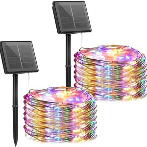 Guirnalda de Luces Solares de Cuero con Cable, Impermeable IP65, Luces de Navidad, Control Remoto, Intensidad Regulable, Longitud Ajustable, para Interiores, Exteriores, Jardín, Camping - Product Image 2