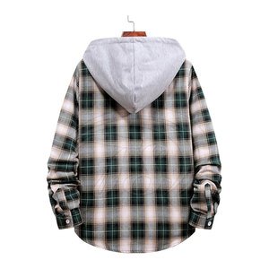 Custom Color Solid Winter Men's Hooded Shirt 100% Cotton Breathable Eco-Friendly Quick Dry Regular Fit High Quality Streetwear - Product Image 4