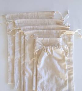 ถุงผ้าคอตตอนออร์แกนิกแบบนำกลับมาใช้ได้,ถุงขนมปังลินินผ้าฝ้ายธรรมชาติแบบมีเชือกผูกพร้อมสายคู่ - Product Image 4