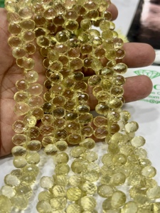 Natural Lemon Quartz Faceted Briolette Teardrops Beads 8-Inch Strand 5-7mm Approx Blue Black <b>Cushion</b> Cut Gemstone Loose - Product Image 6