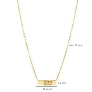 Collar con Colgante Rectangular con Número de Ángel 222, Diseño Simple, Hecho a Mano en Turquía, Joyería de Plata de Ley 925 al por Mayor - Product Image 3