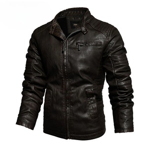 Veste d'hiver en cuir pour hommes Manteaux pour hommes Vêtements pour hommes Manteaux Faux cuir Vintage Biker Windproof Hot Jacket - Product Image 4