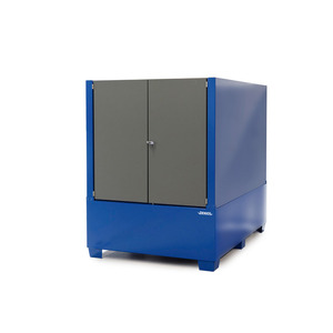 Vasca di contenimento in acciaio per 1 IBC da 1000 litri, 1400 litri, con area di riempimento, pareti protettive e porta - Product Image 5